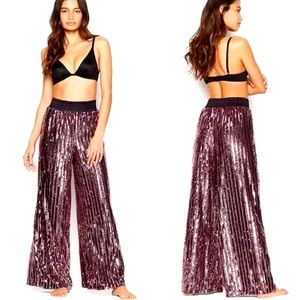 NWT Victoria’s Secret’s XL Rose Gold wide Leg Full Sequence Pants